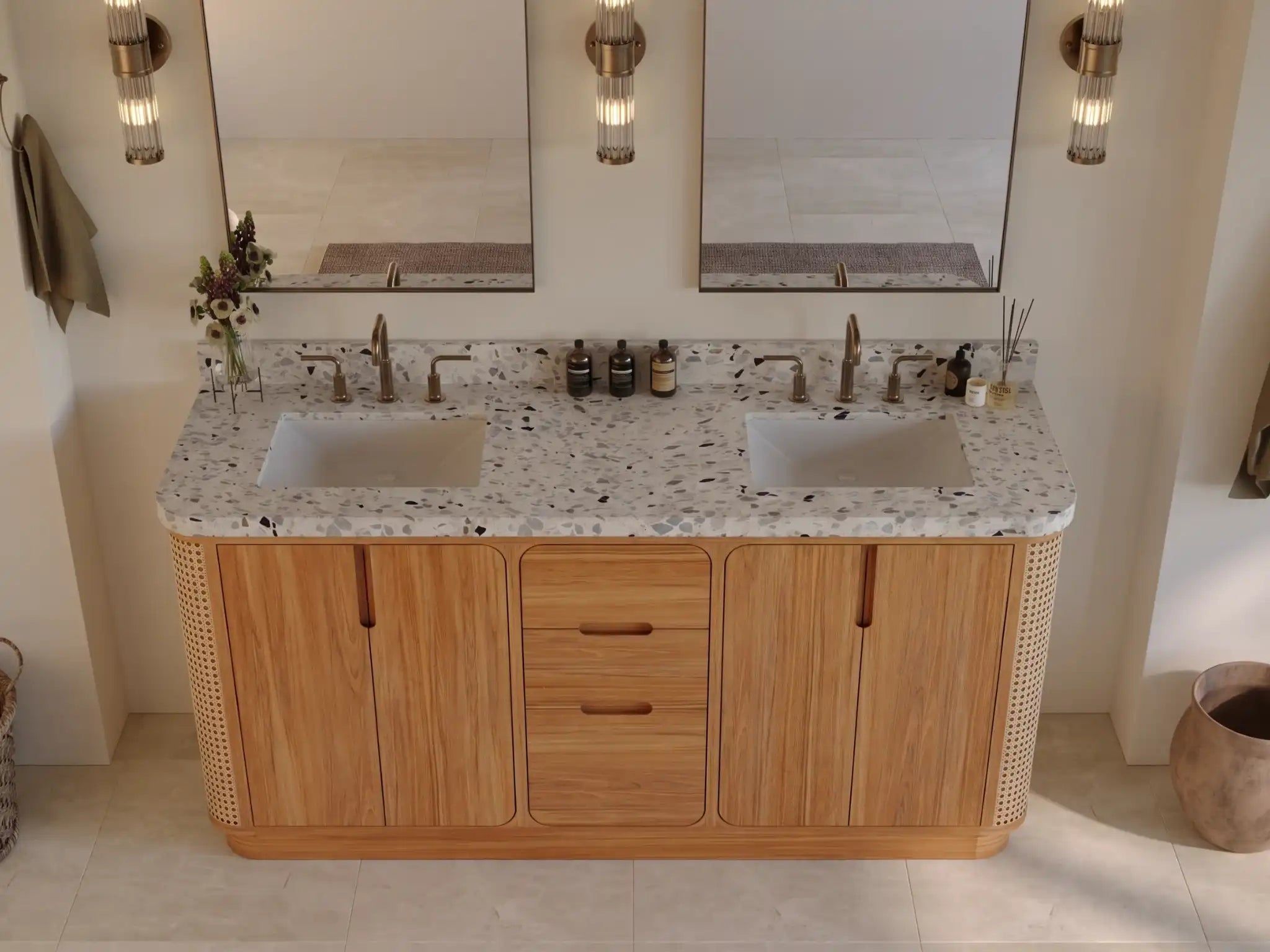 Ventura Teak Wood 72 in. W x 22 in. D Double Sink Bathroom Vanity