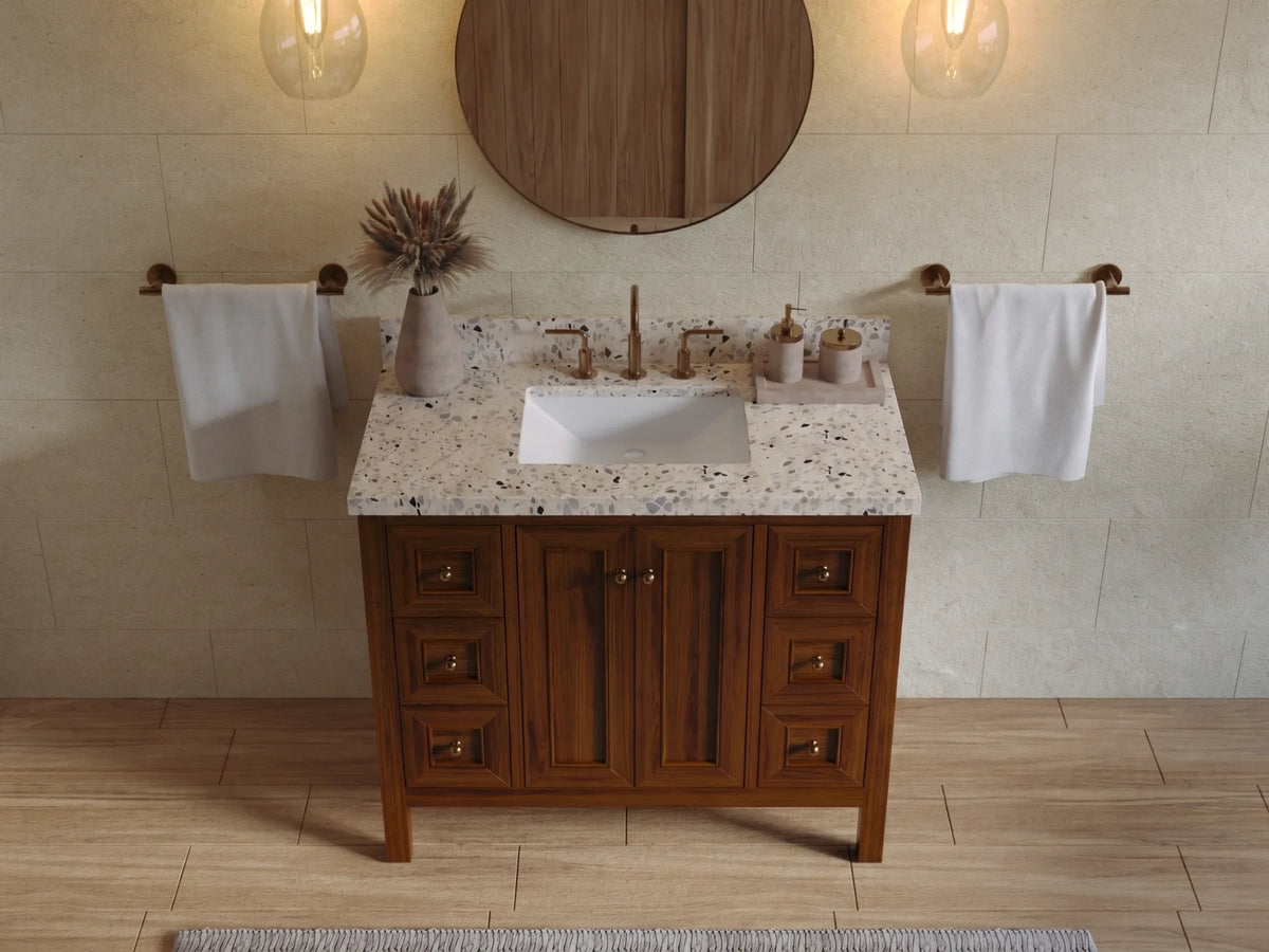 Nashville Teak Wood 42 in. W x 22 in. D Single Sink Bathroom Vanity