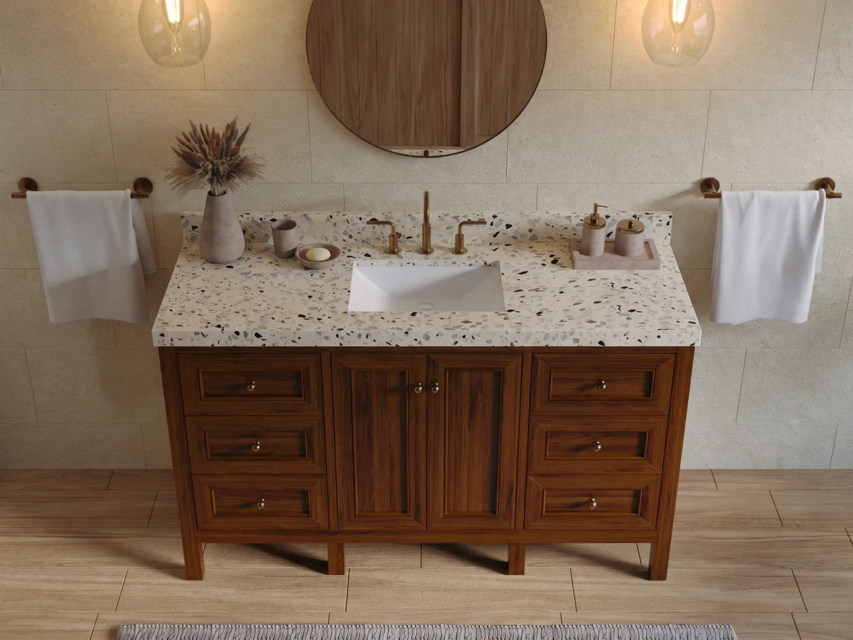 Nashville Teak Wood 60 in. W x 22 in. D Single Sink Bathroom Vanity