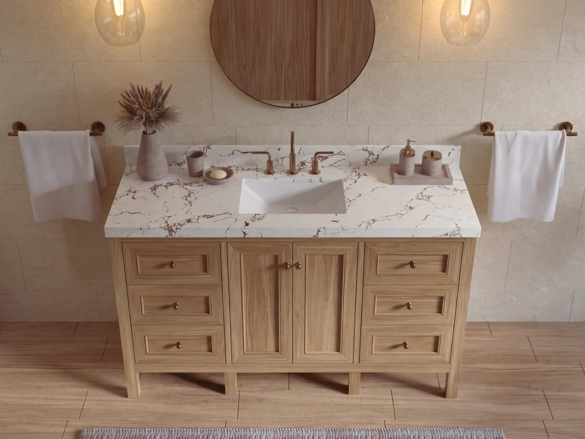 Nashville Teak Wood 60 in. W x 22 in. D Single Sink Bathroom Vanity