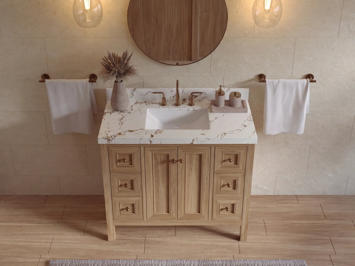 Nashville Teak Wood 42 in. W x 22 in. D Single Sink Bathroom Vanity