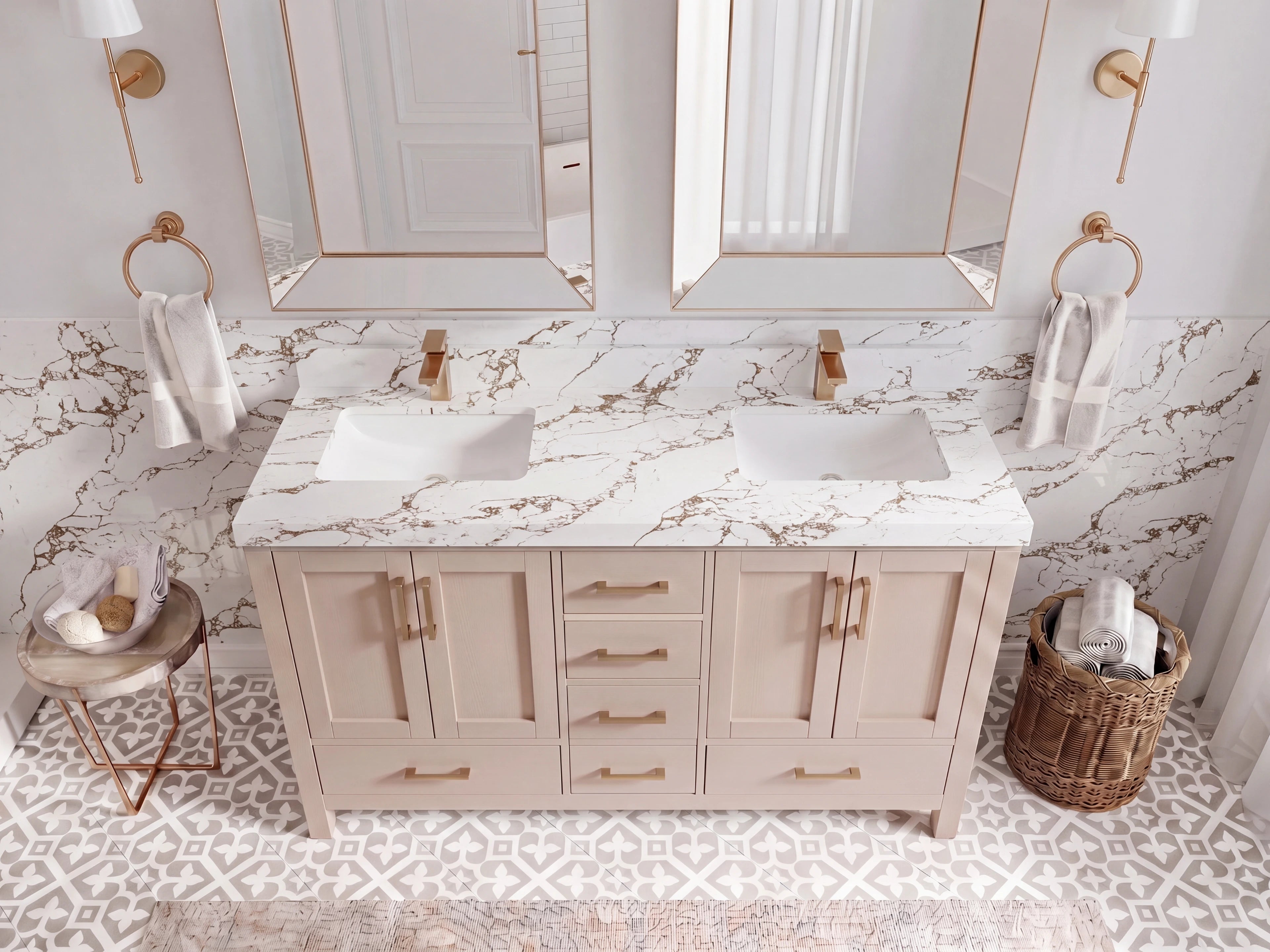 Malibu 60 in. W x 22 in. D Double Sink Bathroom Vanity