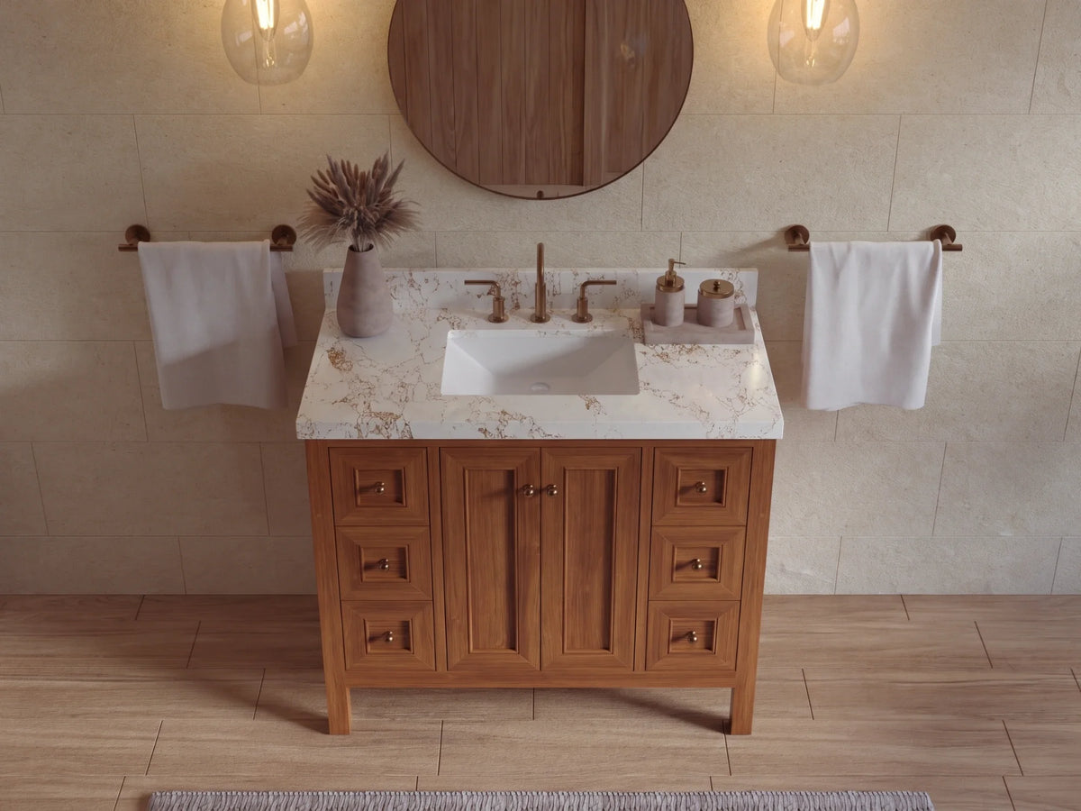 Nashville Teak Wood 42 in. W x 22 in. D Single Sink Bathroom Vanity