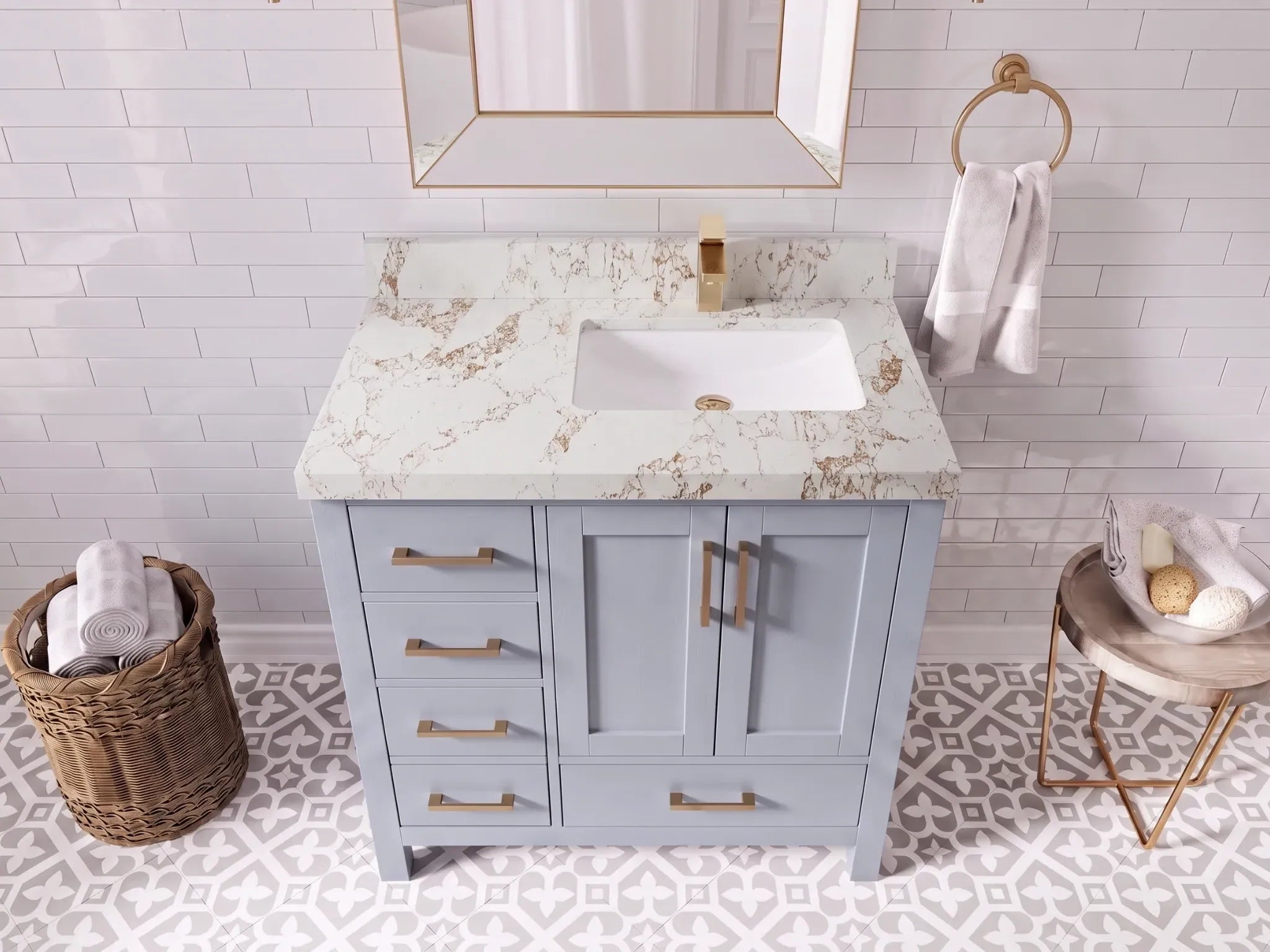 Malibu 36 in. W x 22 in. D Right Offset Sink Bathroom Vanity