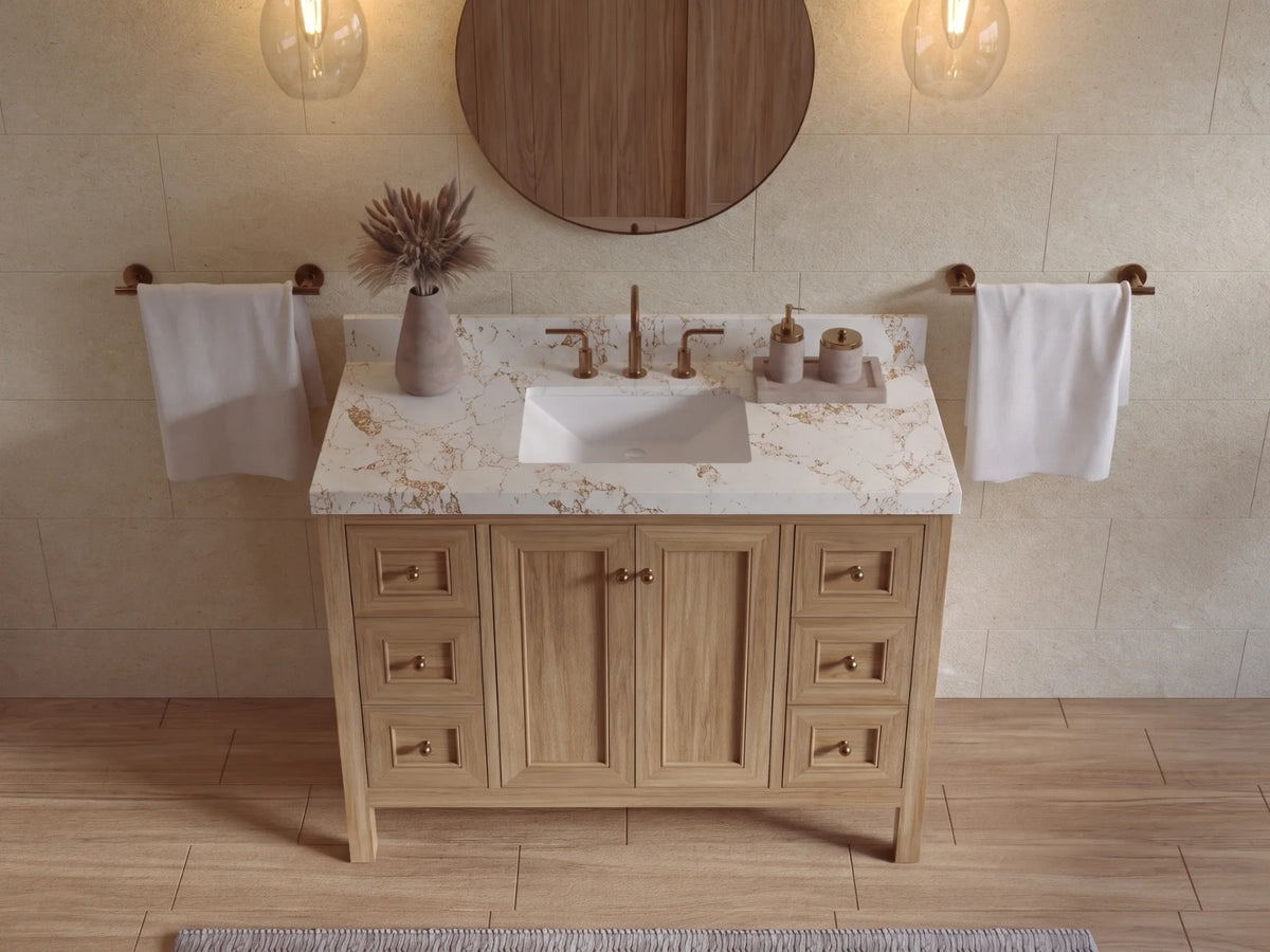 Nashville Teak Wood 48 in. W x 22 in. D Single Sink Bathroom Vanity