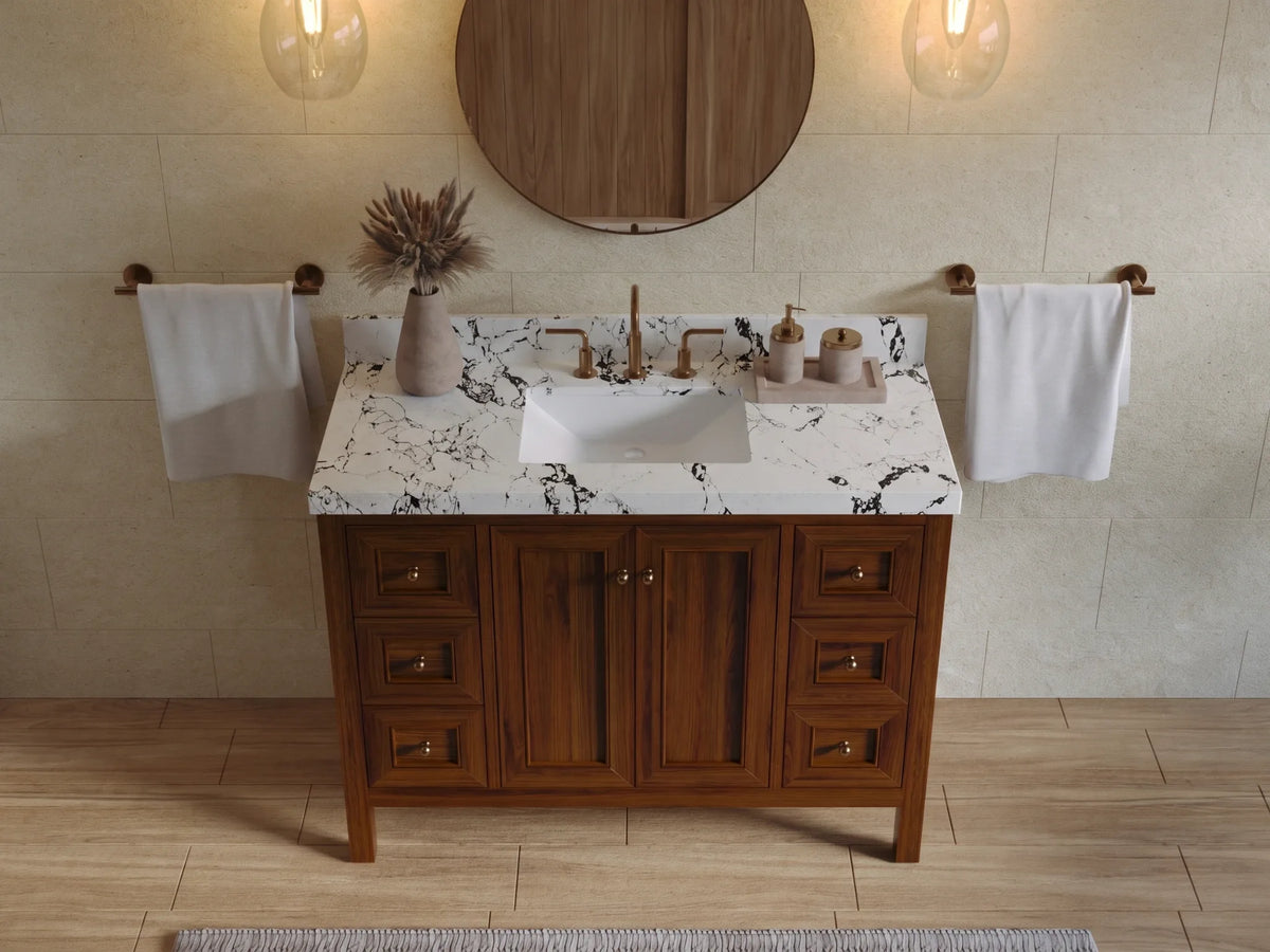Nashville Teak Wood 48 in. W x 22 in. D Single Sink Bathroom Vanity