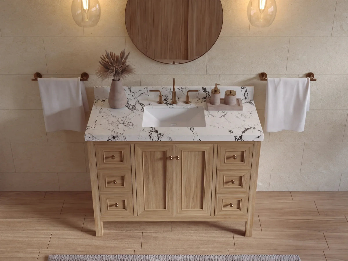 Nashville Teak Wood 48 in. W x 22 in. D Single Sink Bathroom Vanity