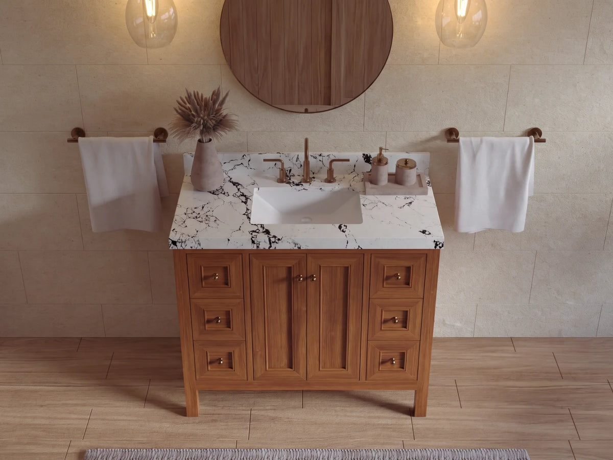 Nashville Teak Wood 42 in. W x 22 in. D Single Sink Bathroom Vanity