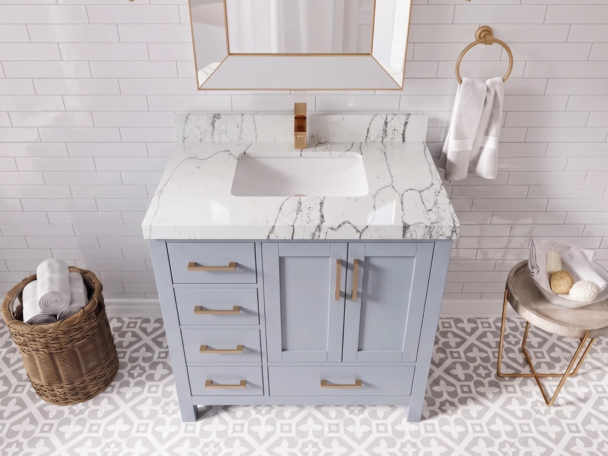 Malibu 36 in. W x 22 in. D with Center Sink Bathroom Vanity