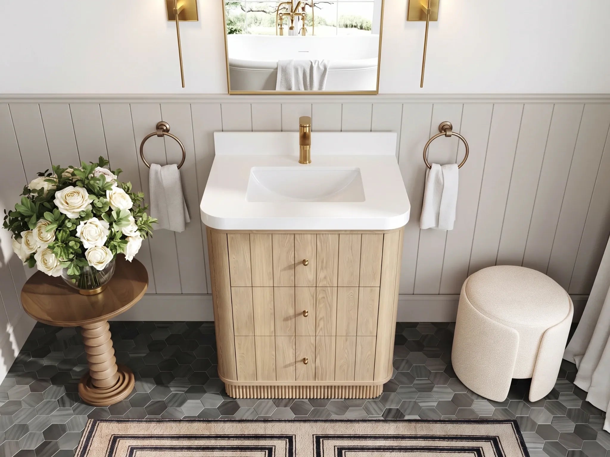 Houston Freestanding White Oak 30 in. W x 22 in. D Single Sink Bathroom Vanity