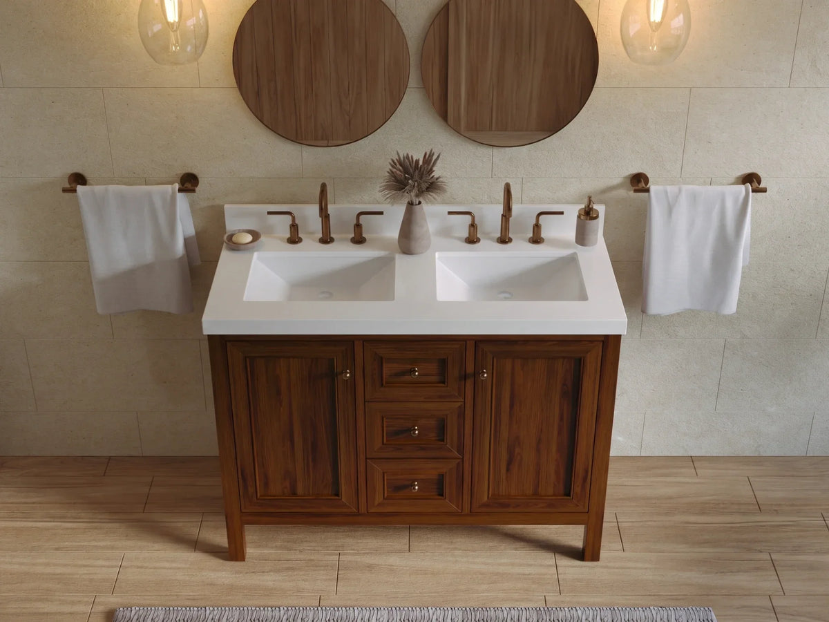 Nashville Teak Wood 48 in. W x 22 in. D Double Sink Bathroom Vanity