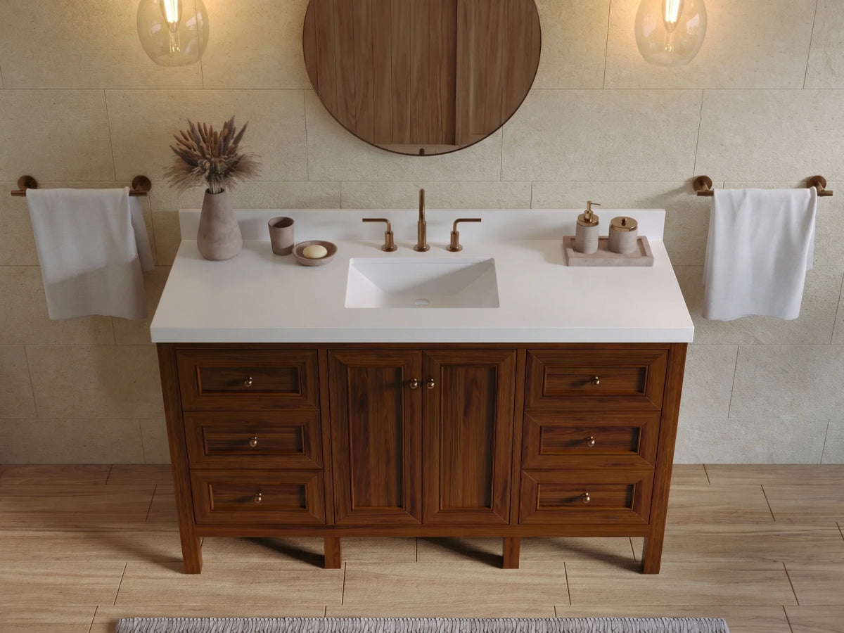 Nashville Teak Wood 60 in. W x 22 in. D Single Sink Bathroom Vanity