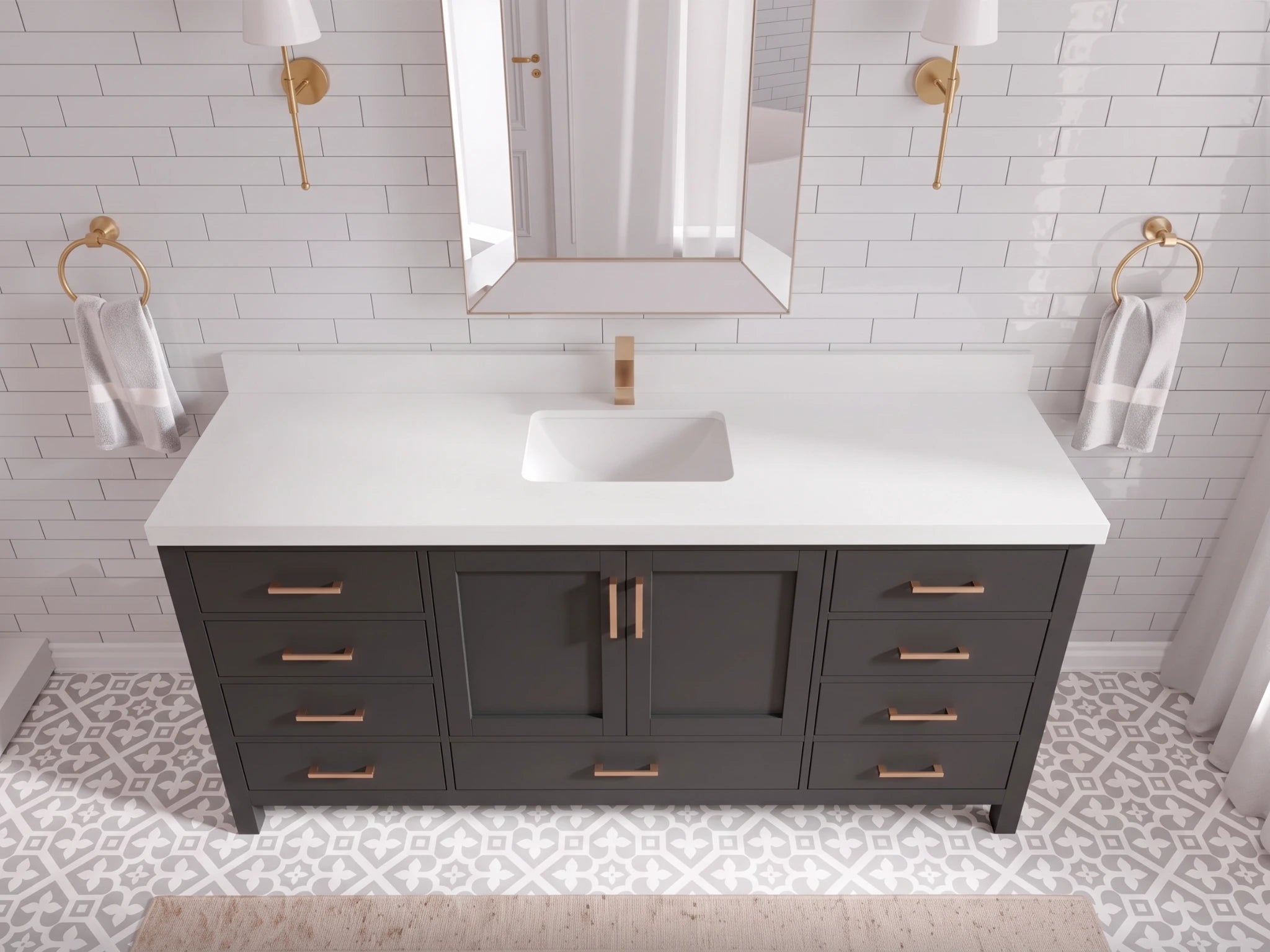 Malibu 72 in. W x 22 in. D Single Sink Bathroom Vanity