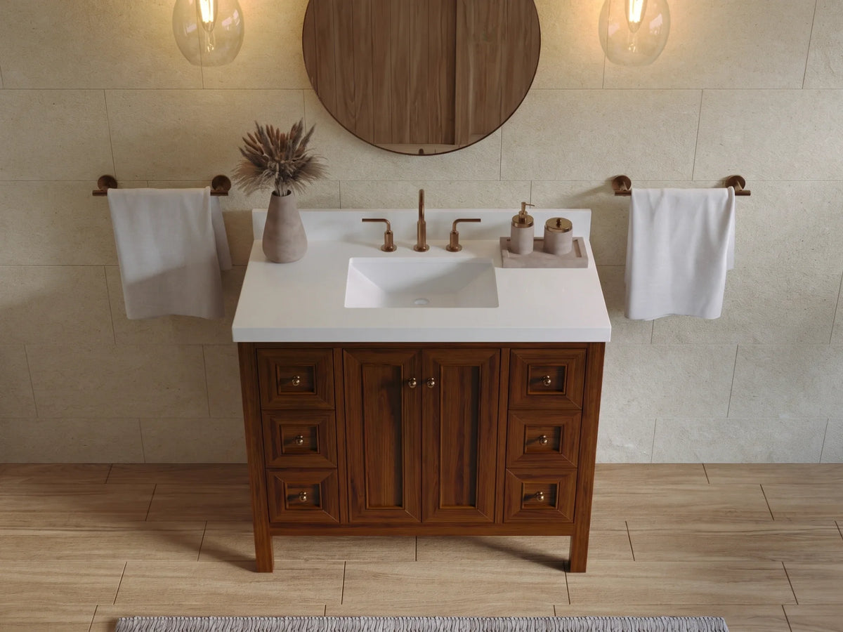 Nashville Teak Wood 42 in. W x 22 in. D Single Sink Bathroom Vanity