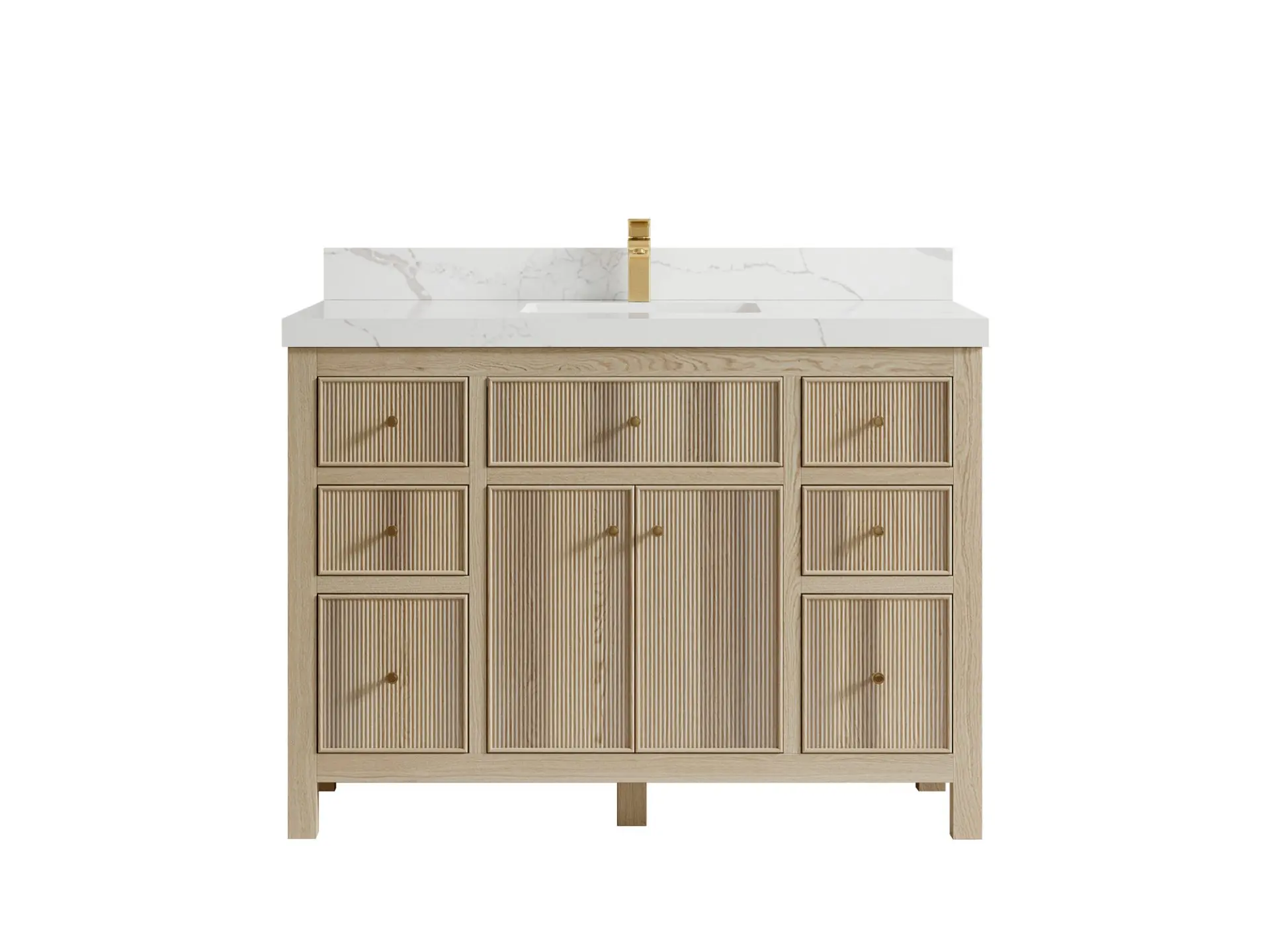 Sonoma 48 in. W x 22 in. D Vanity in White with Carrara Marble Top with White Sinks