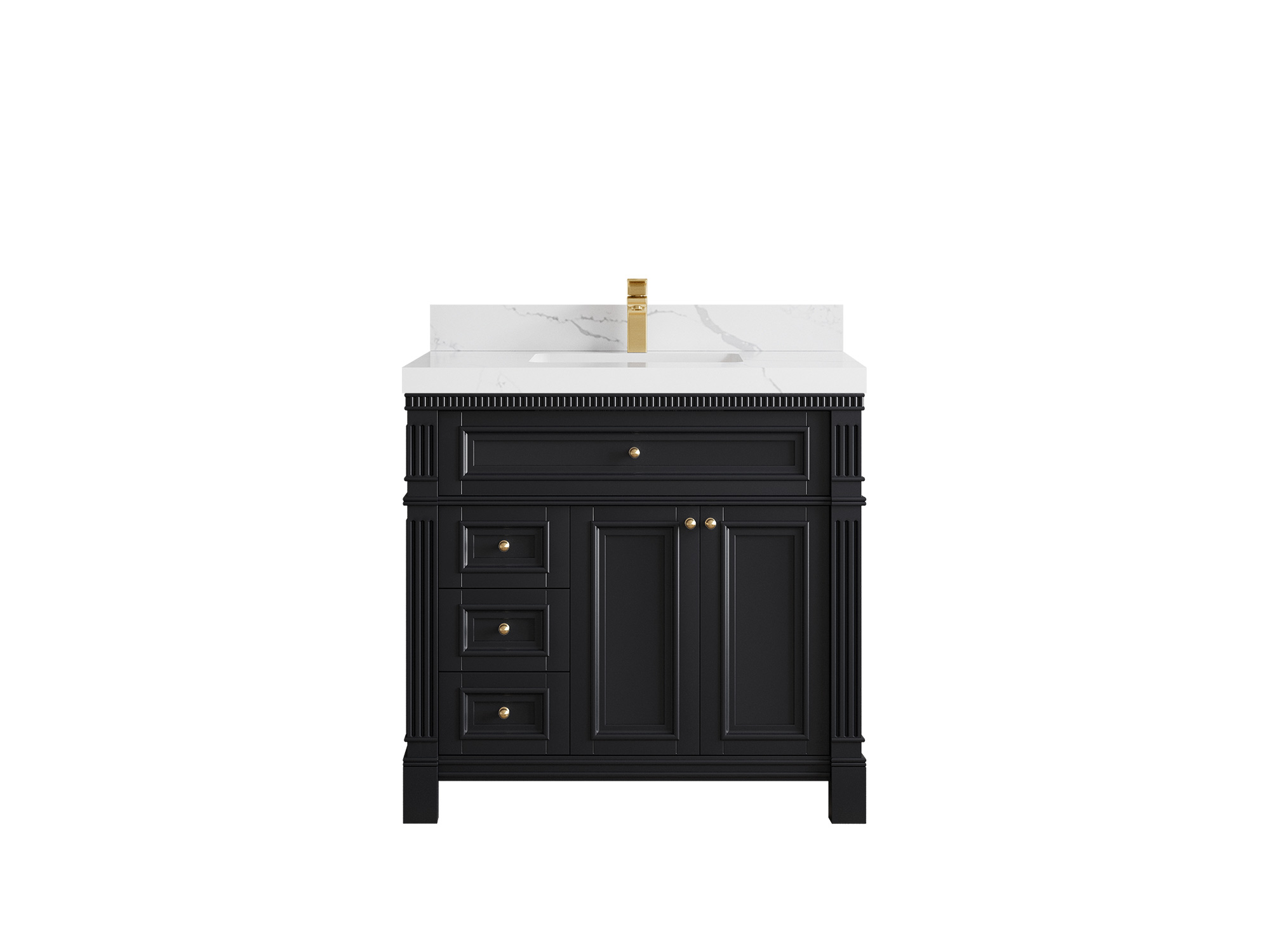 Sonoma 36 in. W x 22 in. D Bath Vanity in Dark Charcoal with Carrara Marble Top with White Sinks