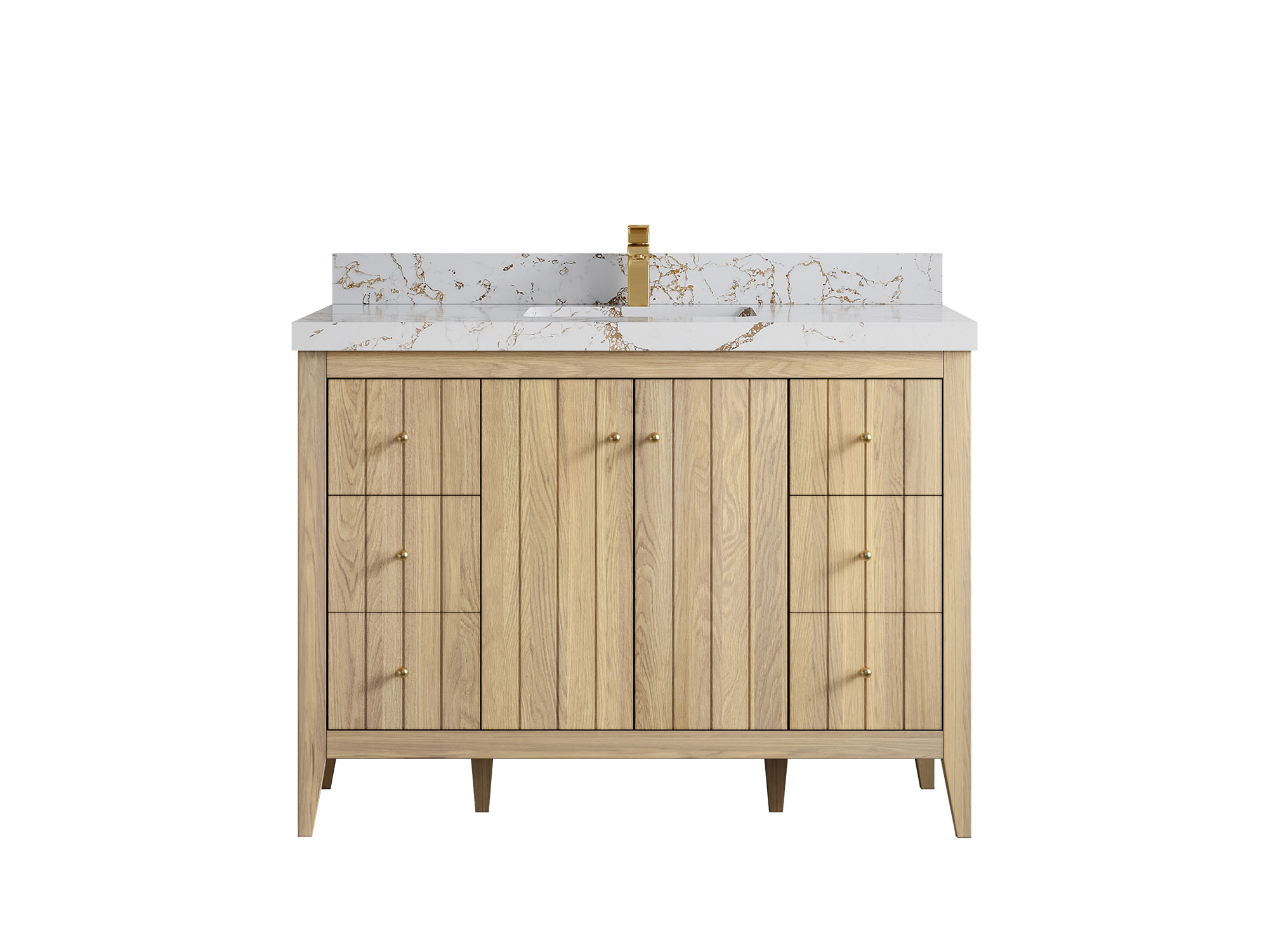 Sonoma 48 in. W x 22 in. D Vanity in White with Carrara Marble Top with White Sinks