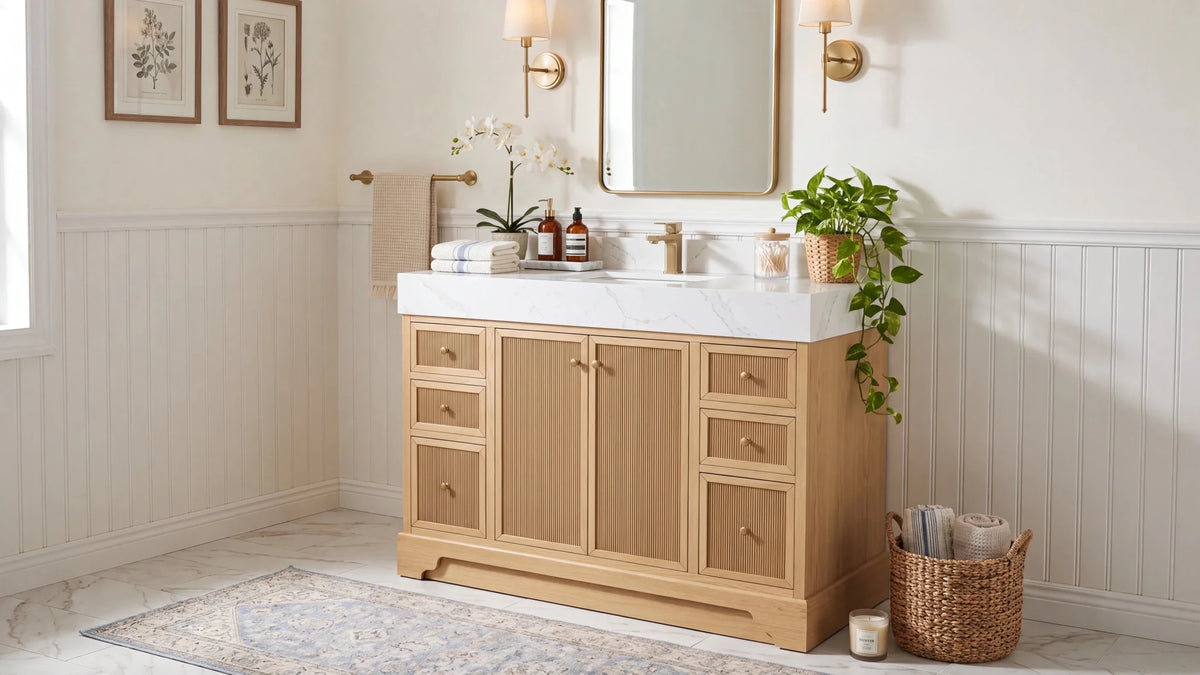 Bathroom Vanity with Thick Countertop: 5-Inch Mitered Edge & Quartz Top Guide - Willow Bath and Vanity