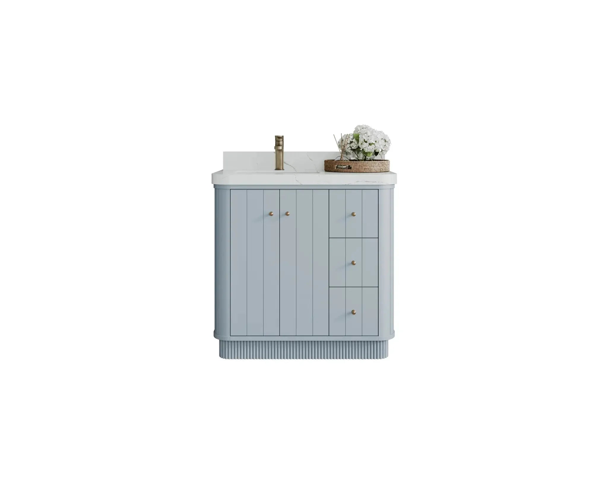 36-inch white oak offset sink bathroom vanity