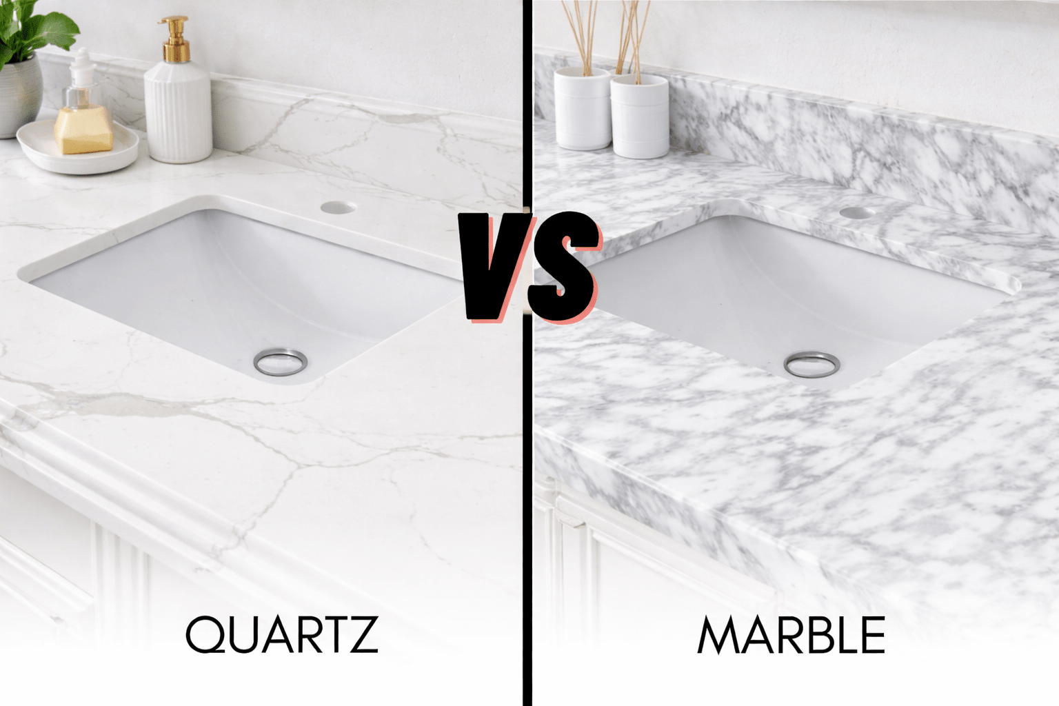 Quartz vs Marble Vanity Top: Which Is Better for Bathroom? - Willow Bath and Vanity