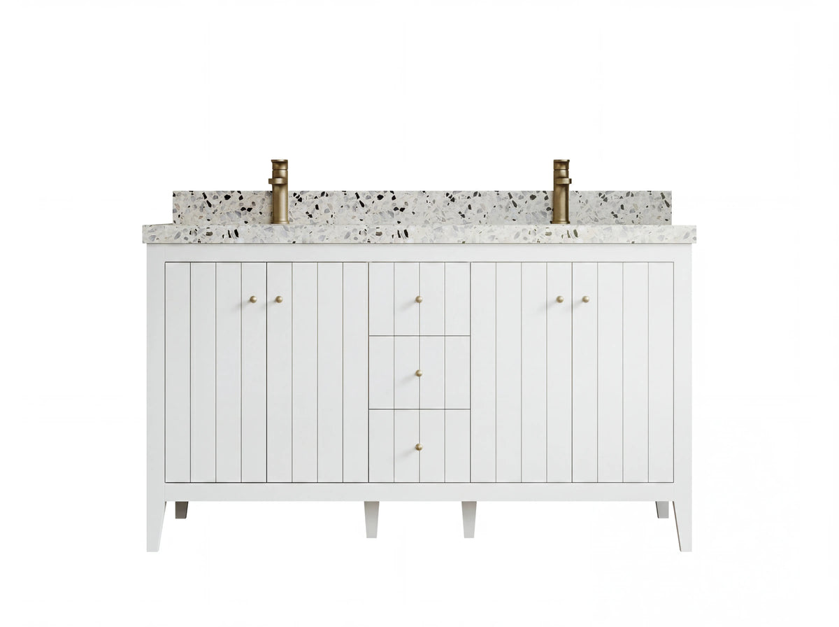 60-Inch White Double-Sink Bathroom Vanities