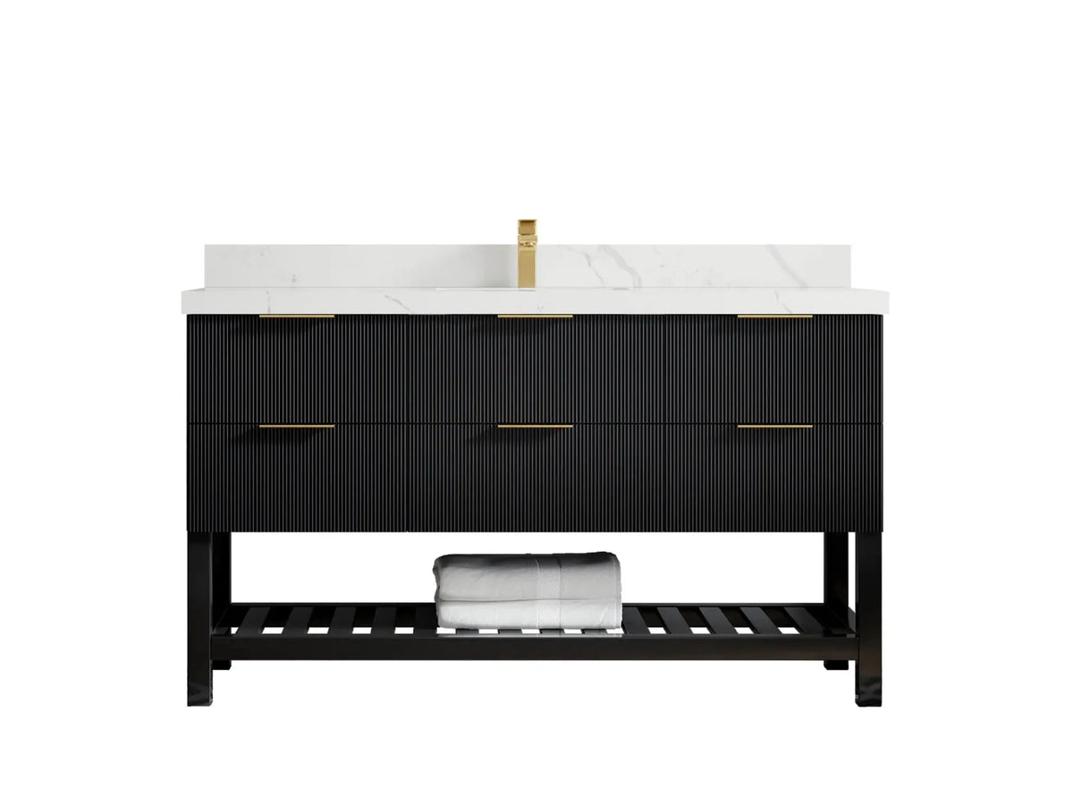 60-Inch Black Single-Sink Bathroom Vanities