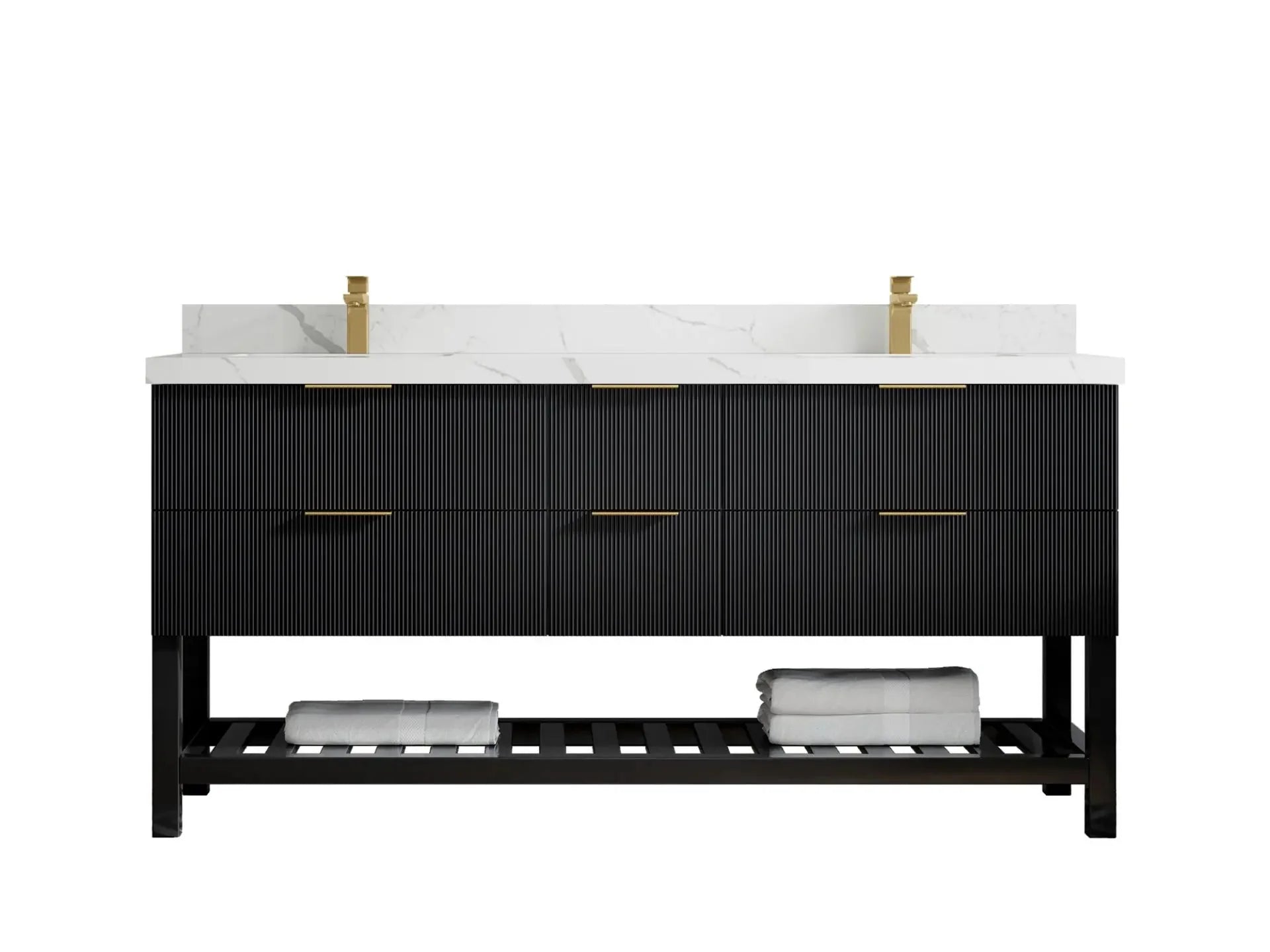Catalina 72 in. W x 22 in. D Double Sink Bathroom Vanity in Black with Countertop - Clear View