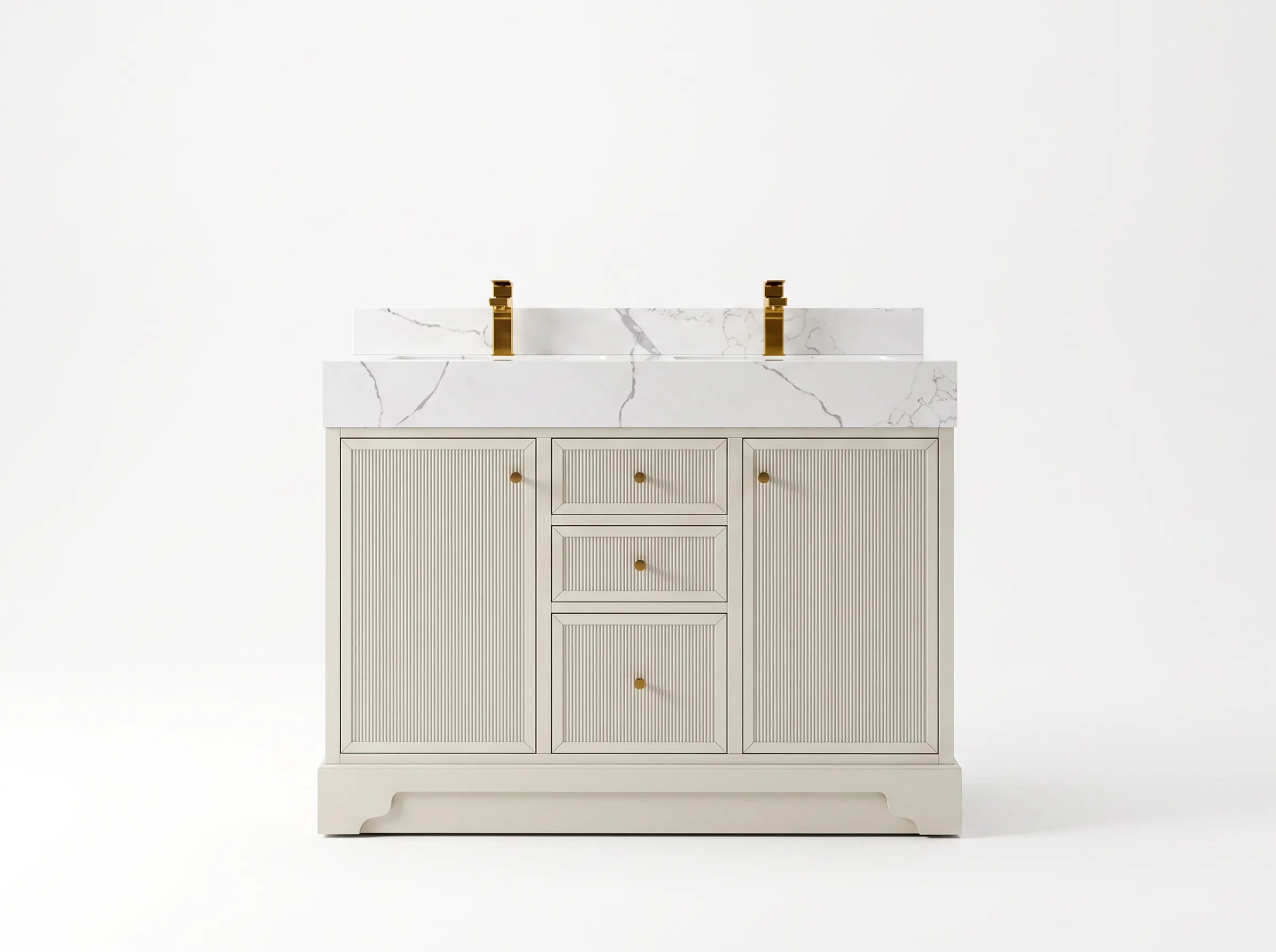 48-Inch White Double-Sink Bathroom Vanities