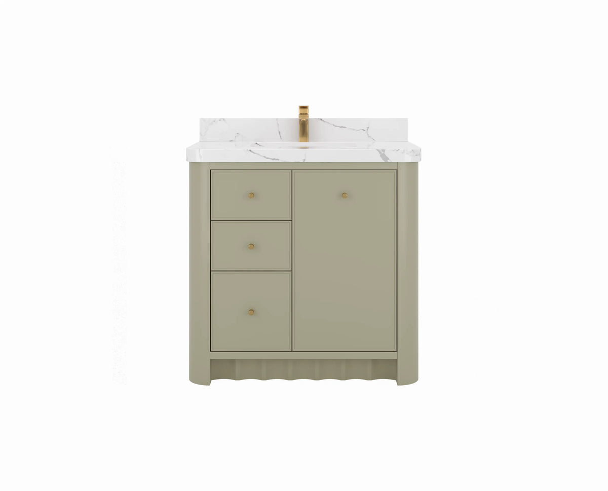 36-inch green bathroom vanity by Willow Bath and Vanity