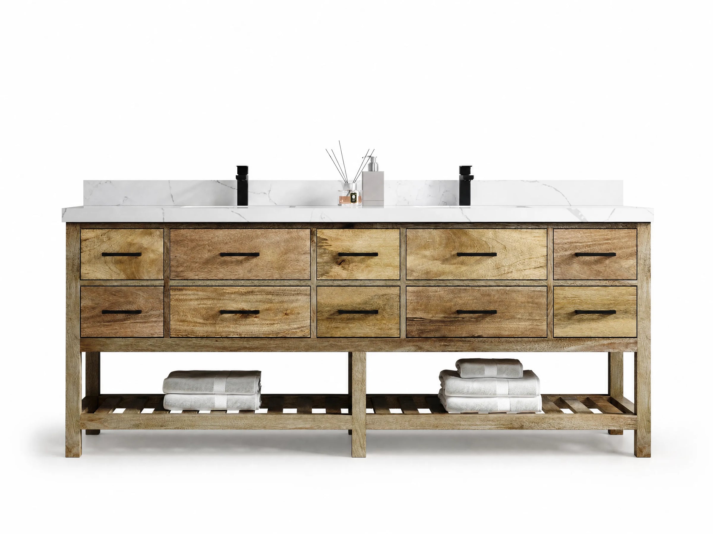Parker Mango Wood 84 in. W x 22 in. D Double Sink Bathroom vanity with - Willow Bath and Vanity