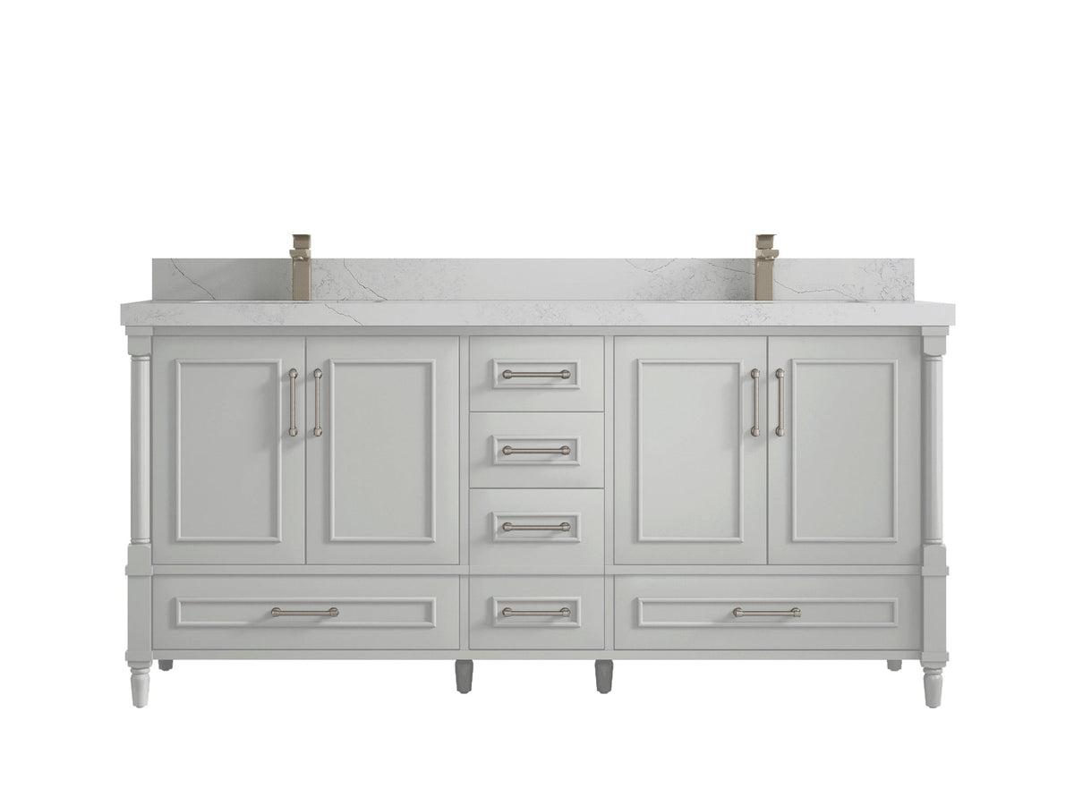 Aberdeen 72-inch double-sink bathroom vanity in Coventry Gray