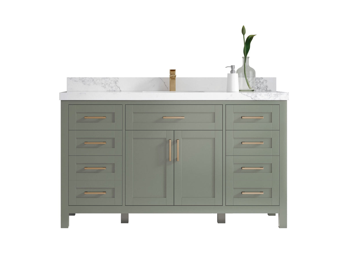 60-Inch Green Single-Sink Bathroom Vanities