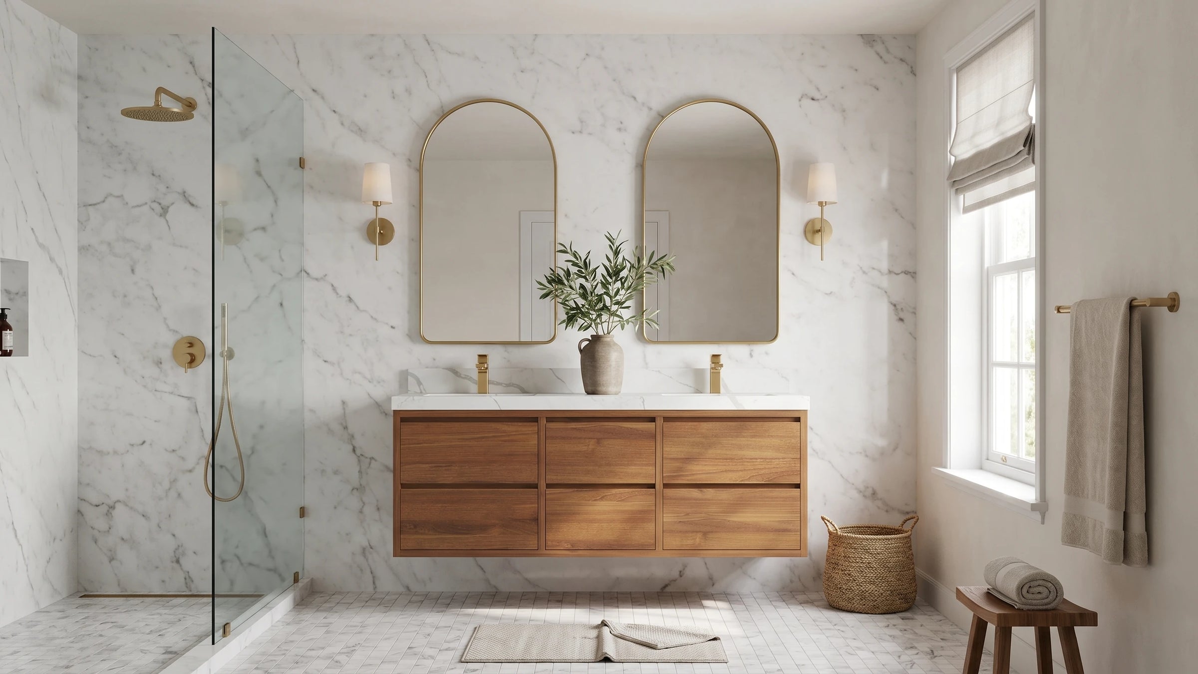 Elizabeth 72-inch bathroom vanity in Dark Walnut Teak finish