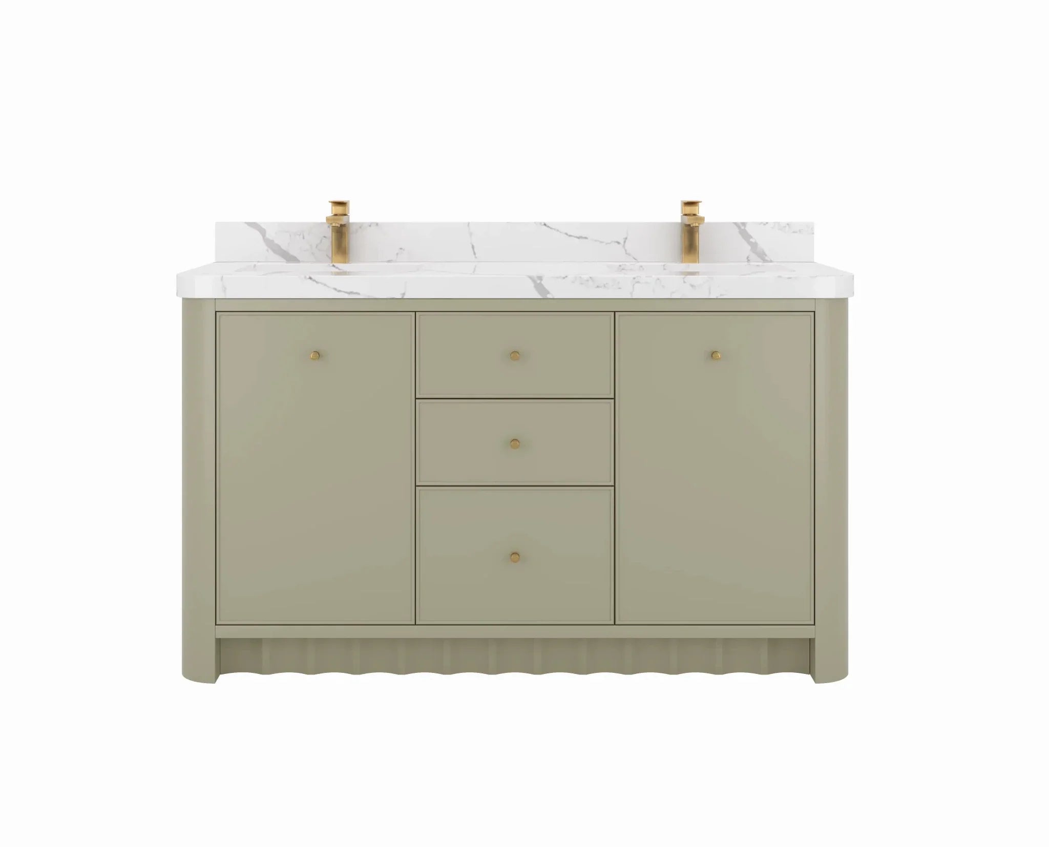 60-Inch Green Double-Sink Bathroom Vanities