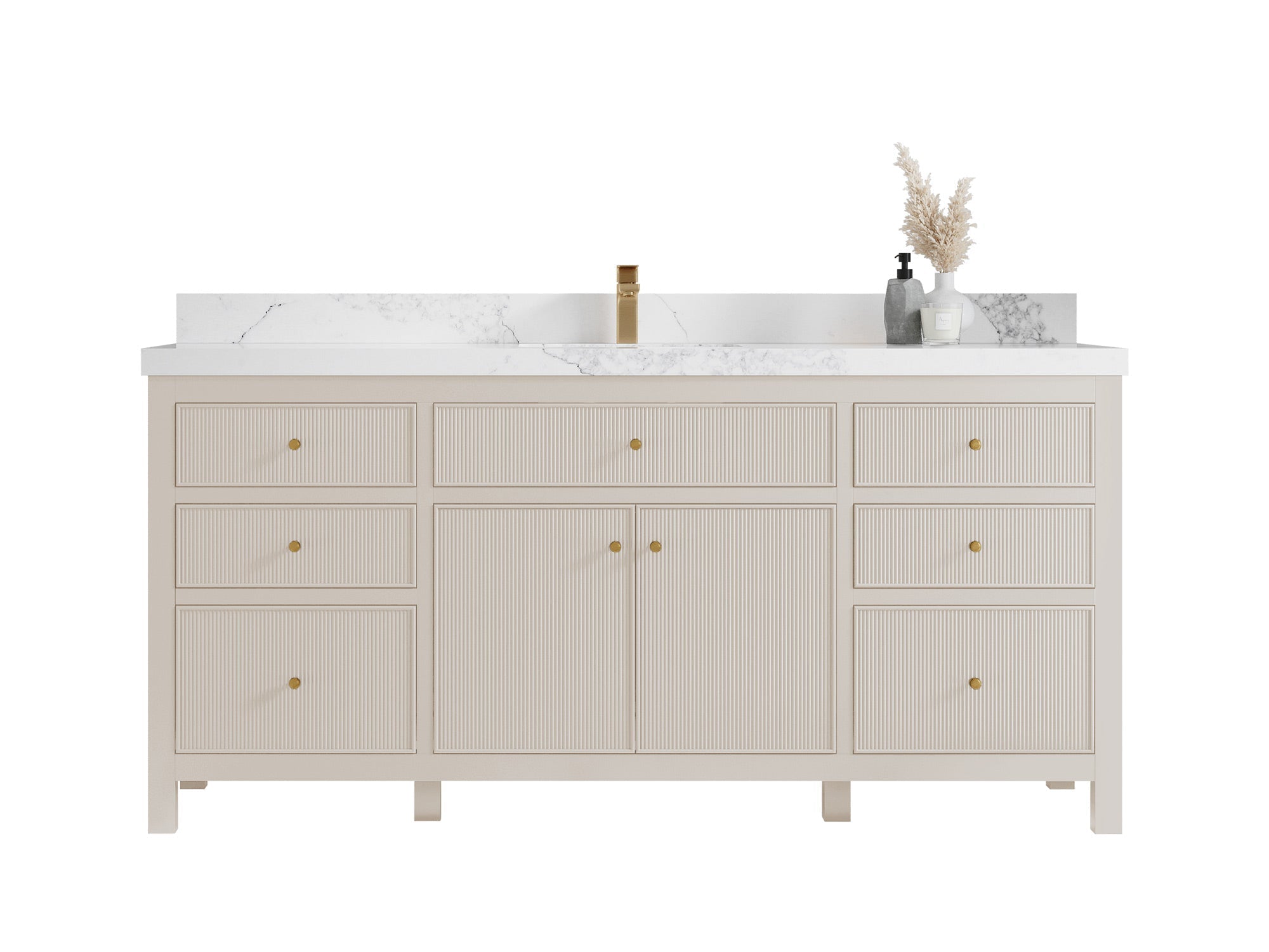 Sonoma 72 in W x 22 in D Free Standing Reeded Single Sink Bathroom Vanity - Willow Bath and Vanity