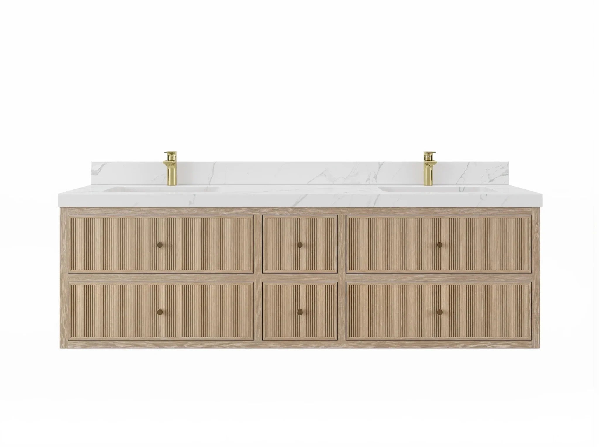 Sonoma Reeded Floating Teak 72 in. W x 22 in. D Double Sink Bathroom Vanity - Willow Bath and Vanity