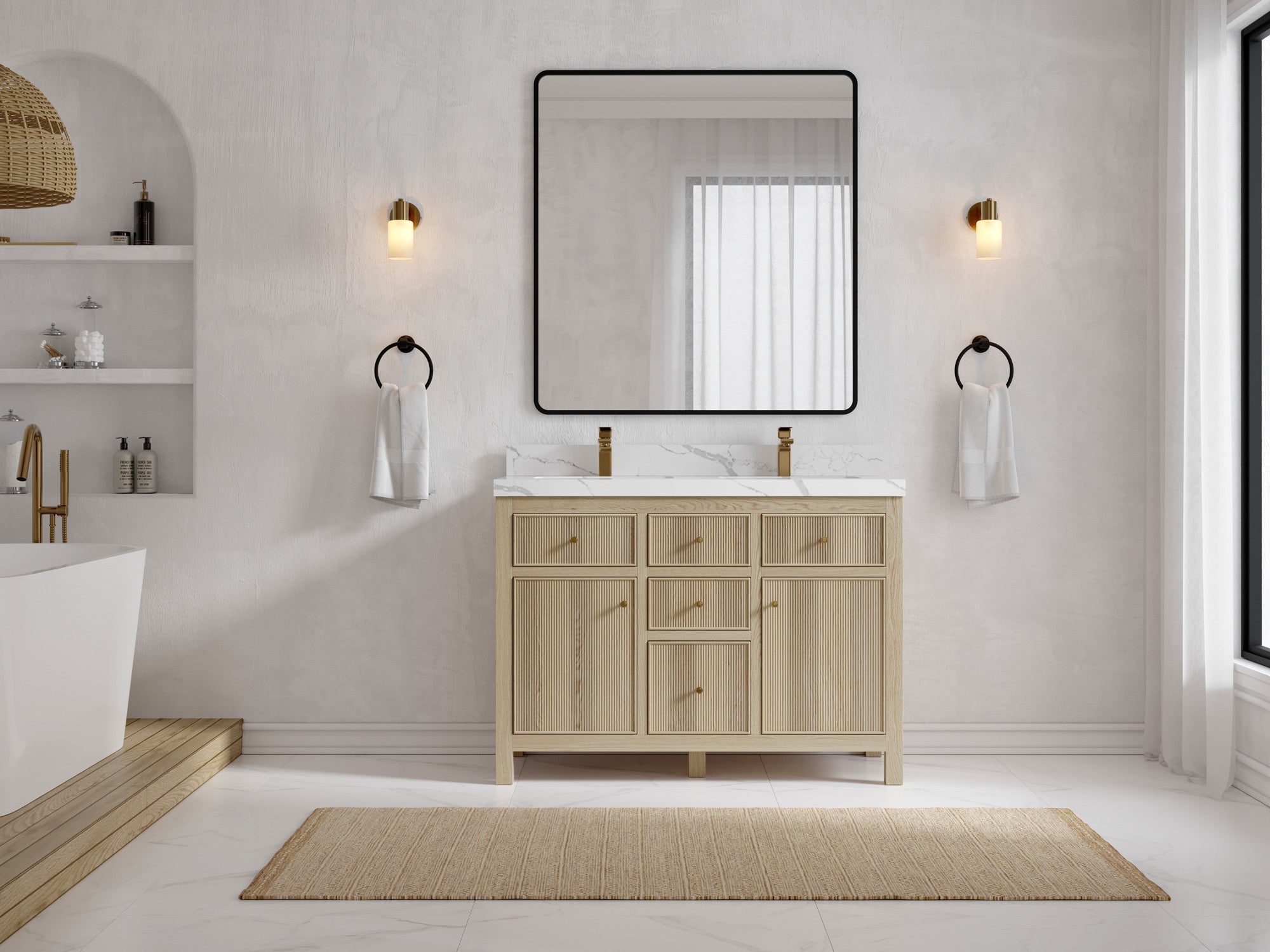 Sonoma White Oak 48 in. W x 22 in. D Double Sink Bathroom Vanity - Willow Bath and Vanity