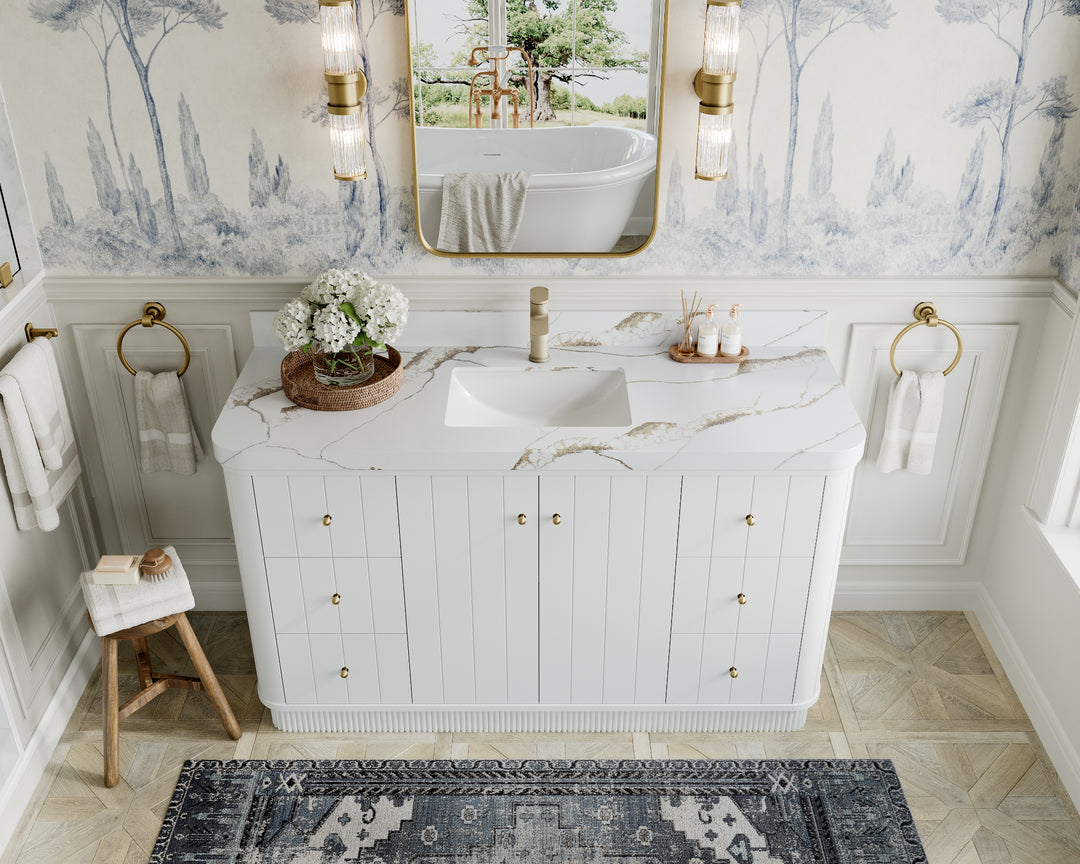 Houston 60 in. W x 22 in. D Free Standing Curved Edge Single Sink Bathroom Vanity