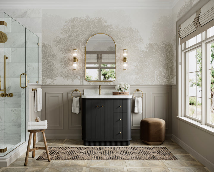 Houston 36 in. W x 22 in. D Free Standing Curved Edge Left Offset Sink Bathroom Vanity - photo 4