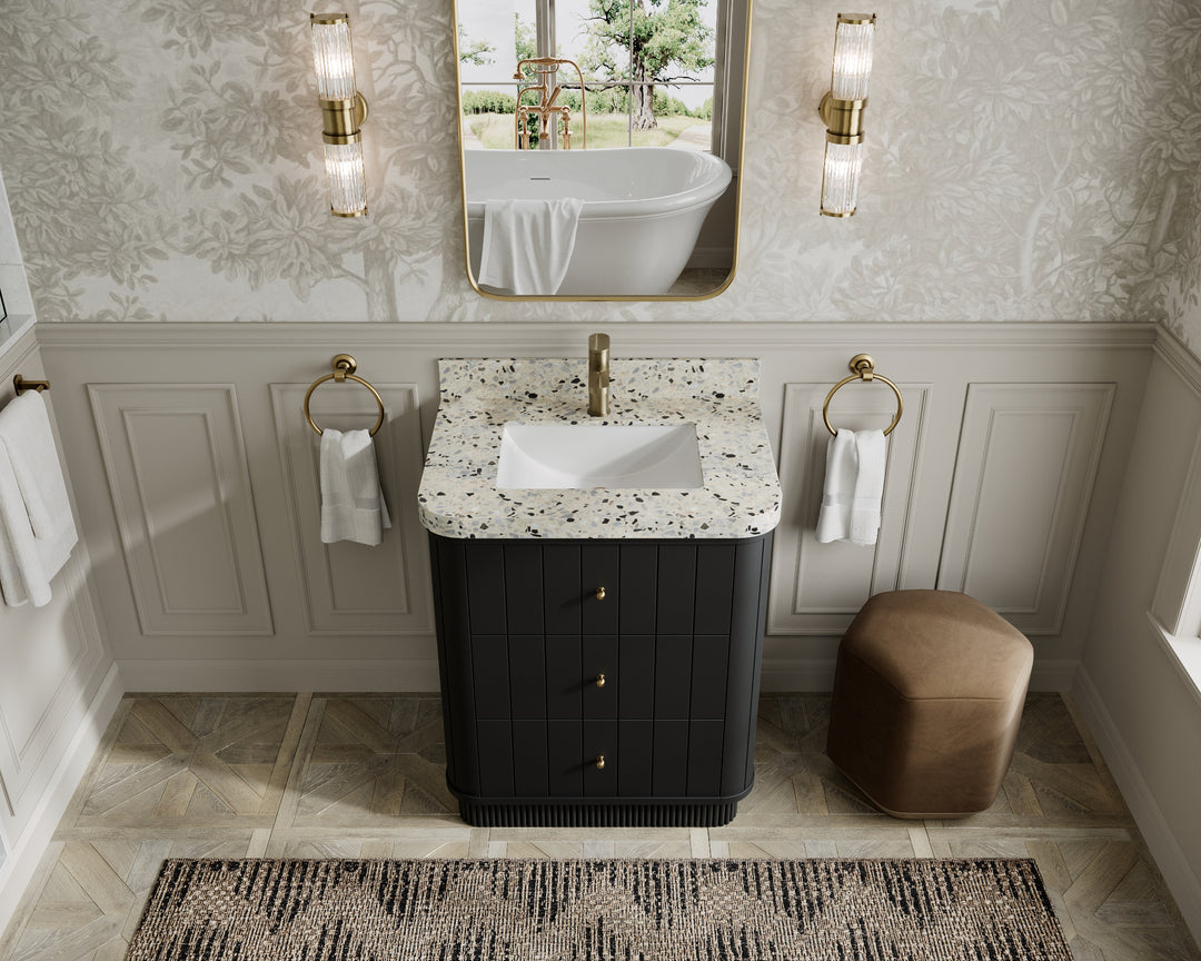 Houston 30 in. W x 22 in. D Free Standing Curved Edge Single Sink Bathroom Vanity
