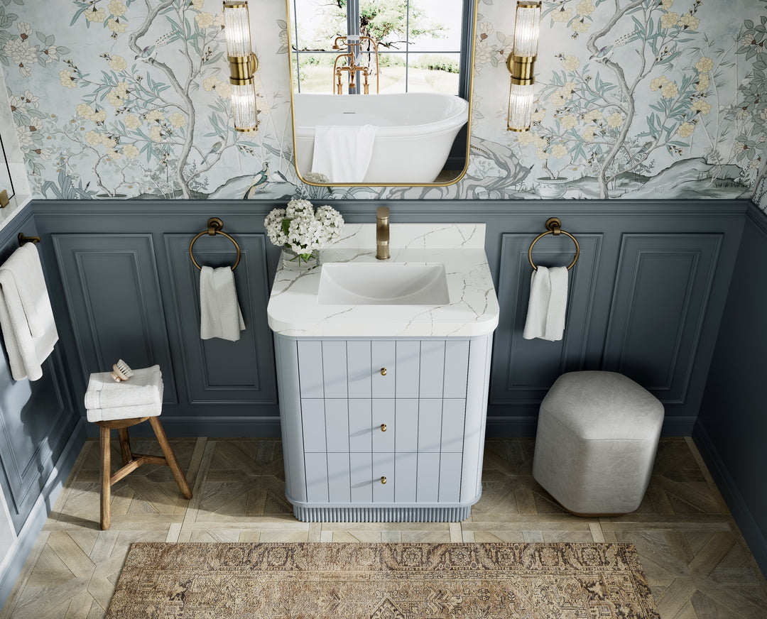 Houston 30 in. W x 22 in. D Free Standing Curved Edge Single Sink Bathroom Vanity