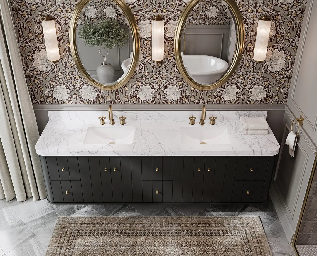 Houston Floating 84 in. W x 22 in. D Double Sink Bathroom Vanity