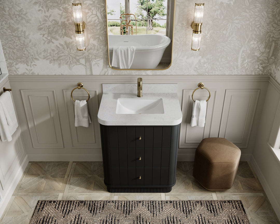 Houston 30 in. W x 22 in. D Free Standing Curved Edge Single Sink Bathroom Vanity