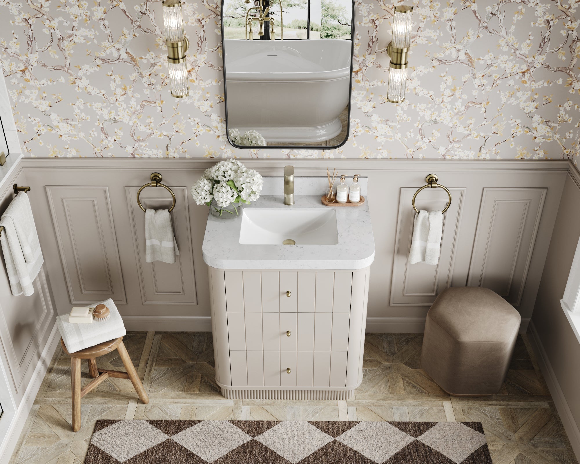 Houston 30 in. W x 22 in. D Free Standing Curved Edge Single Sink Bathroom Vanity