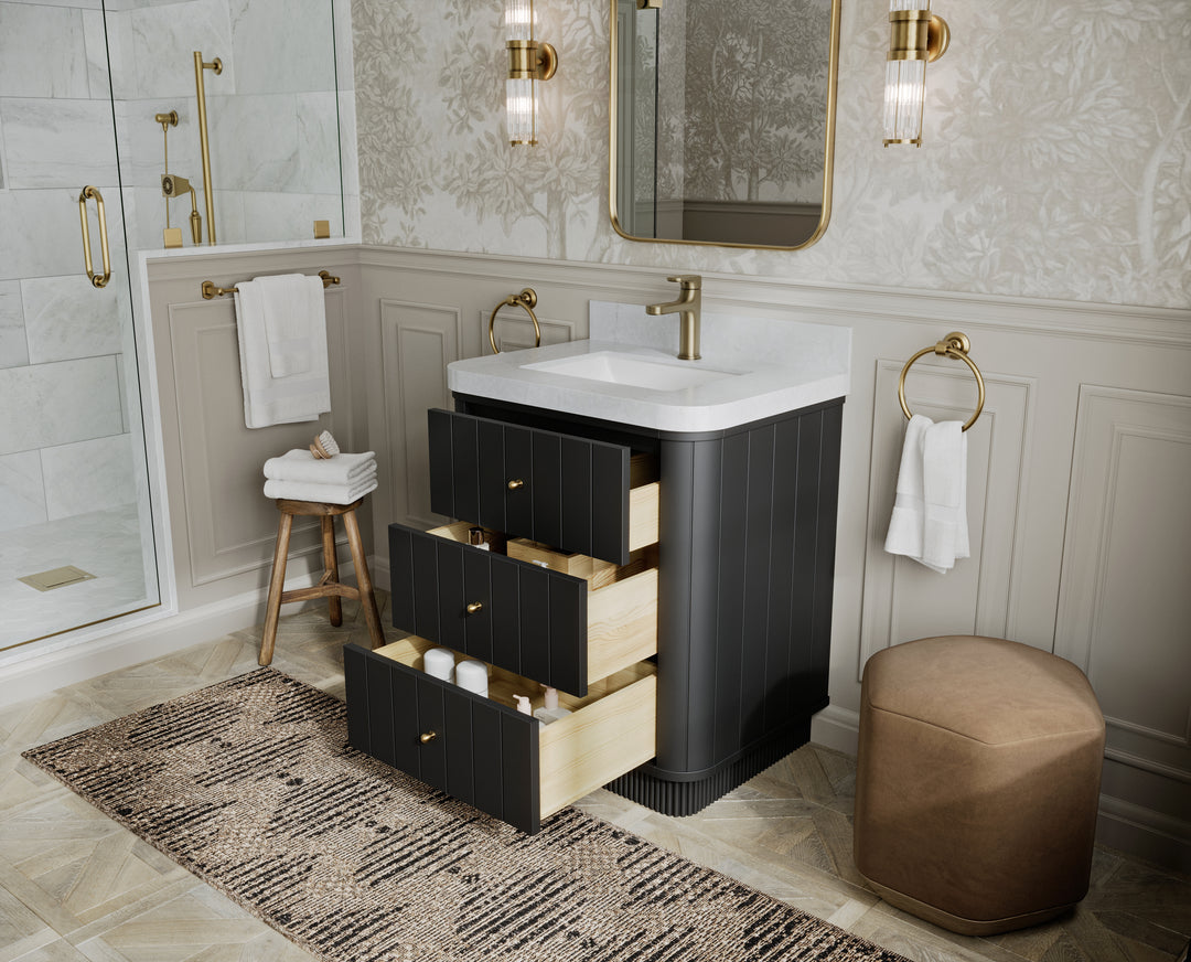 Houston 30 in. W x 22 in. D Free Standing Curved Edge Single Sink Bathroom Vanity