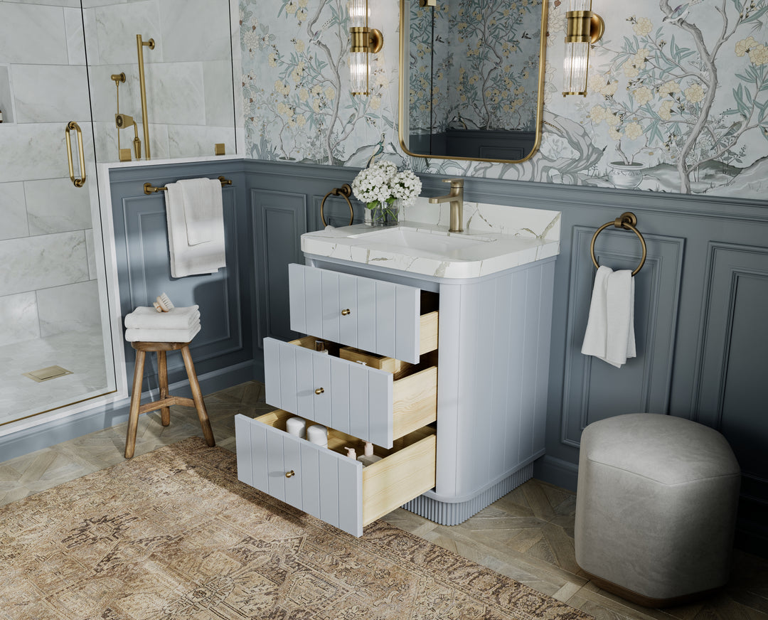 Houston 30 in. W x 22 in. D Free Standing Curved Edge Single Sink Bathroom Vanity