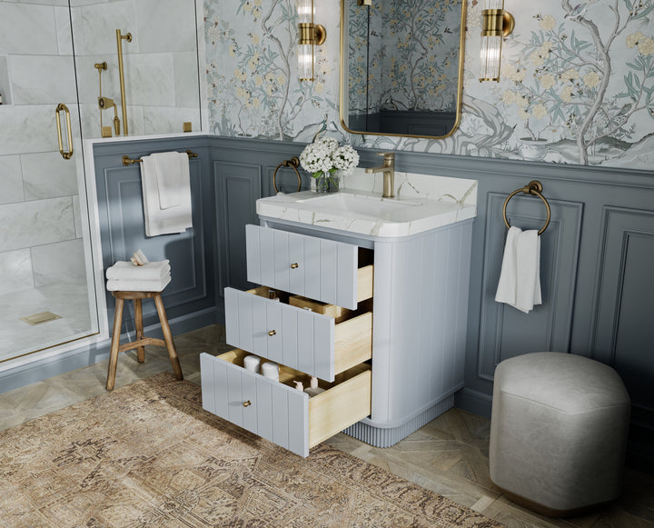Houston 30 in. W x 22 in. D Free Standing Curved Edge Single Sink Bathroom Vanity - photo 3
