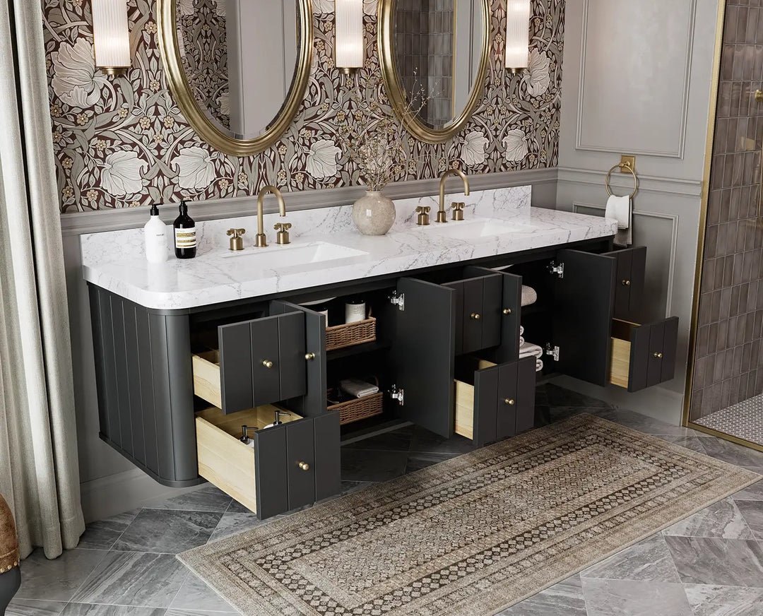 Houston Floating 84 in. W x 22 in. D Double Sink Bathroom Vanity