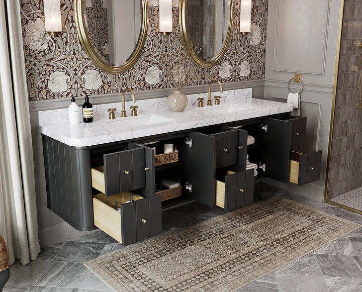 Houston Floating 84 in. W x 22 in. D Double Sink Bathroom Vanity - photo 3