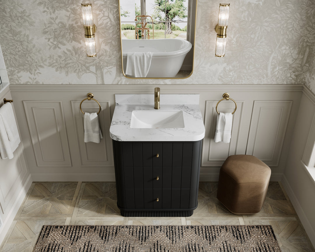 Houston 30 in. W x 22 in. D Free Standing Curved Edge Single Sink Bathroom Vanity